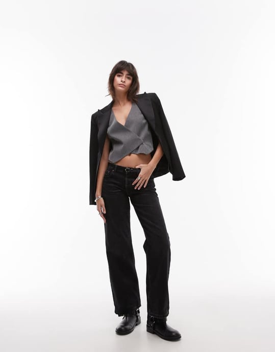 Topshop asymmetrisk wrap väst i kolgrå - Image 2