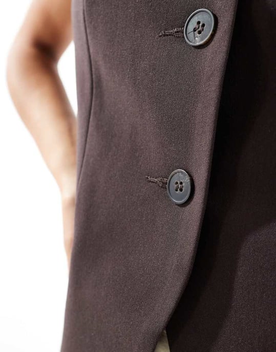 ASOS DESIGN hög krage väst i brun twill - Image 4