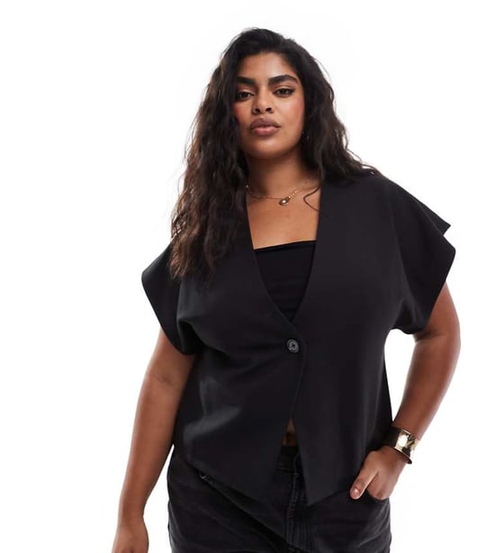 ASOS DESIGN Curve omlottväst i svart - Image 1