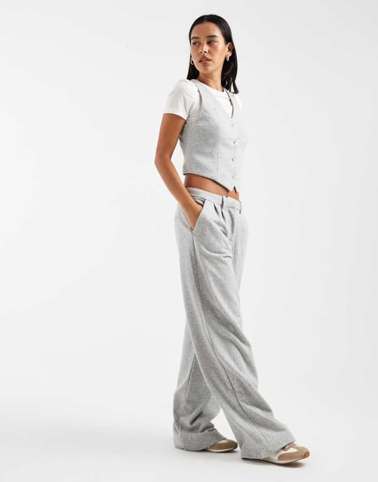 Vero Moda jersey waistcoat co-ord in light grey melange - Image 4
