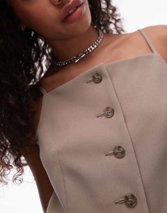 Topshop fyrkantig neck väst i kamel - Image 3