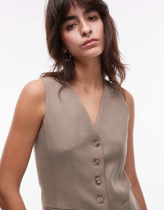 Topshop högkragig knäppbar väst med mjuk känsla - Image 3