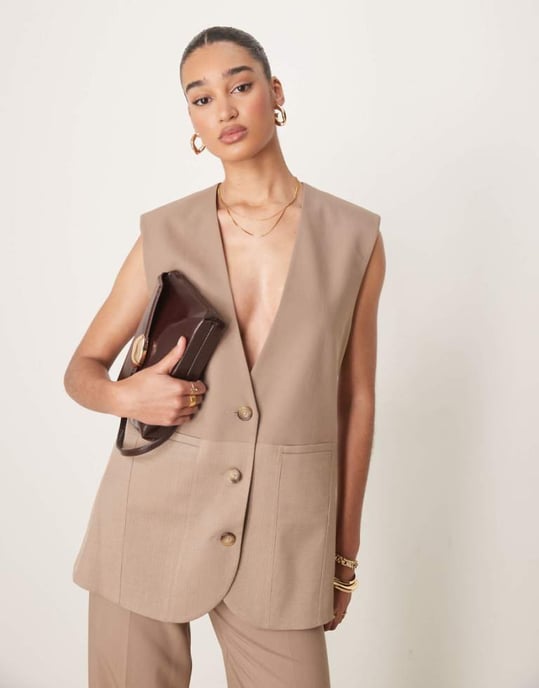 ASOS DESIGN oversized västset i mokka - BRUN - Image 1