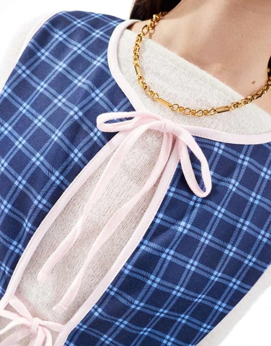 ASOS DESIGN slipsknut väst i marinblå rutigt - Image 2