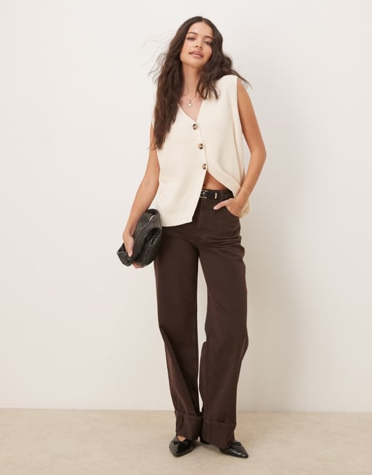ASOS DESIGN relaxed fit waistcoat in cream - Image 2
