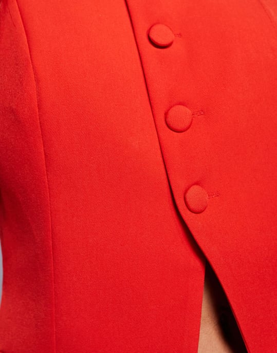 Kaiia exclusive tailored split front waistcoat in red - Image 2