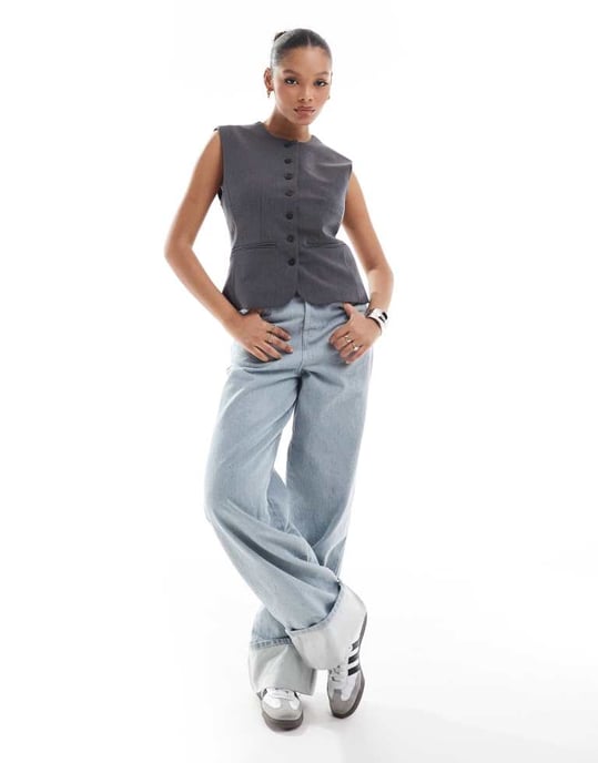 Selected Femme figursydd väst i mörkgrått - Image 2