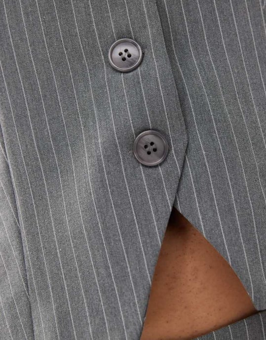 Motel luno button front waistcoat co-ord in pinstripe grey - Image 4