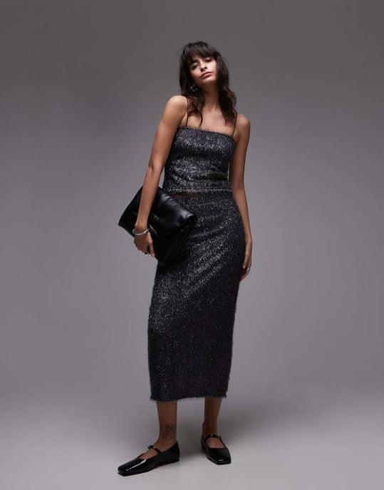 Topshop paljett-topp i gunmetal - Image 3