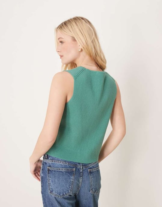 Abercrombie & Fitch knytframs V-ringad väst i grön - Image 3