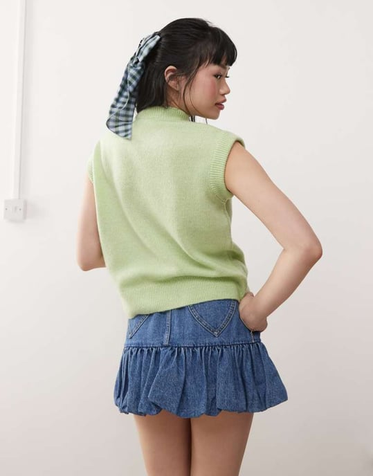 Miss Selfridge stickad linne i matcha - Image 4