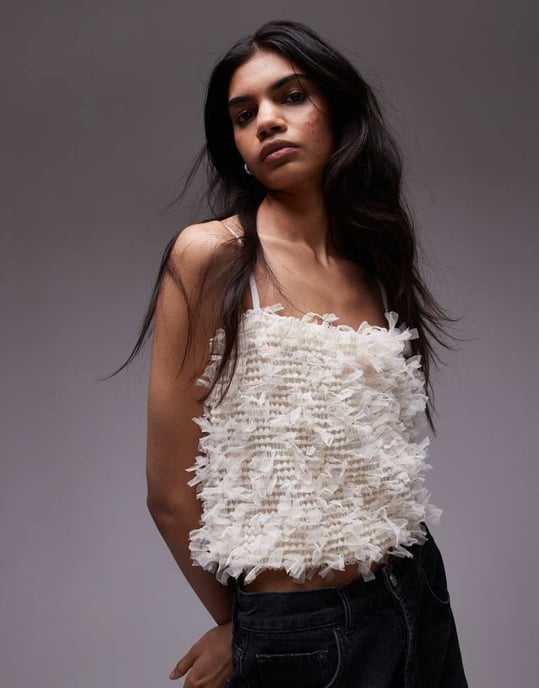 Topshop 3D strappy topp i krämfärg - Image 2