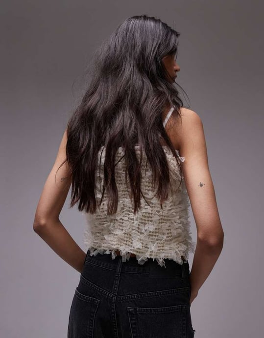 Topshop 3D strappy topp i krämfärg - Image 4