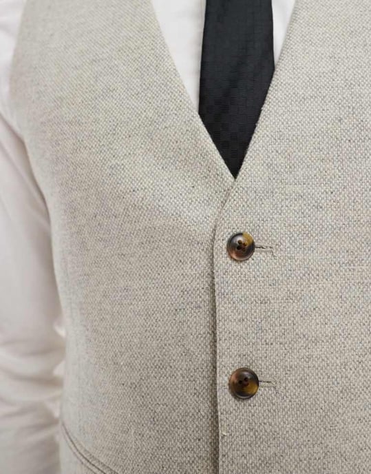 ASOS DESIGN smal kostymväst i ull i stentweed - Image 4