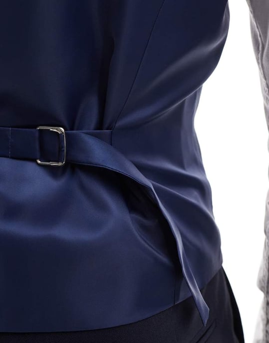 ASOS DESIGN smal kostymväst i marinblå - Image 3