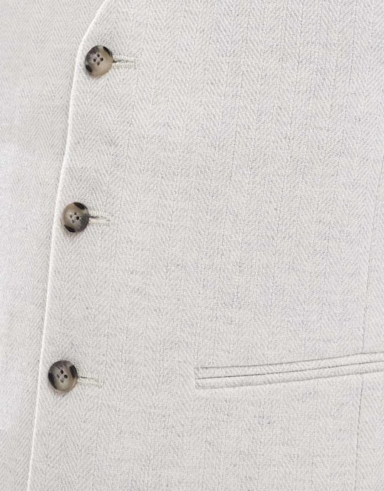 ASOS DESIGN slim passform väst med ull i ljusgrå herringbone - Image 2