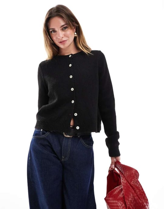 Cotton On rundhalsad cardigan i svart - Image 3