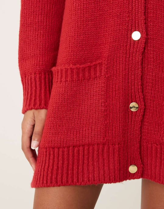 Miss Selfridge longline oversized cardigan dress in red - Image 4