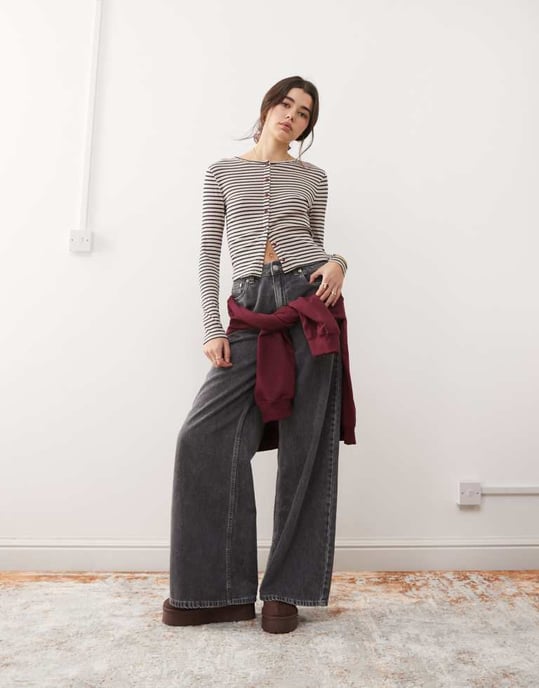 Miss Selfridge långärmad cardigan i randig design - Image 2