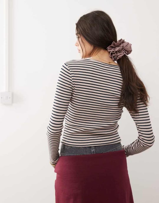 Miss Selfridge långärmad cardigan i randig design - Image 4