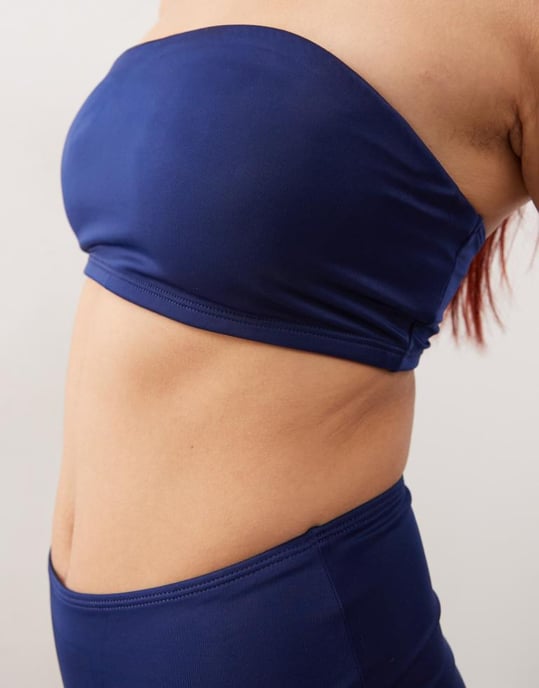 Monki mixa och matcha bandeau bikiniöverdel i marinblå - Image 3