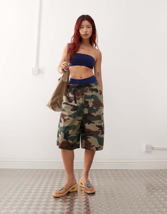 Monki mixa och matcha bandeau bikiniöverdel i marinblå - Image 4
