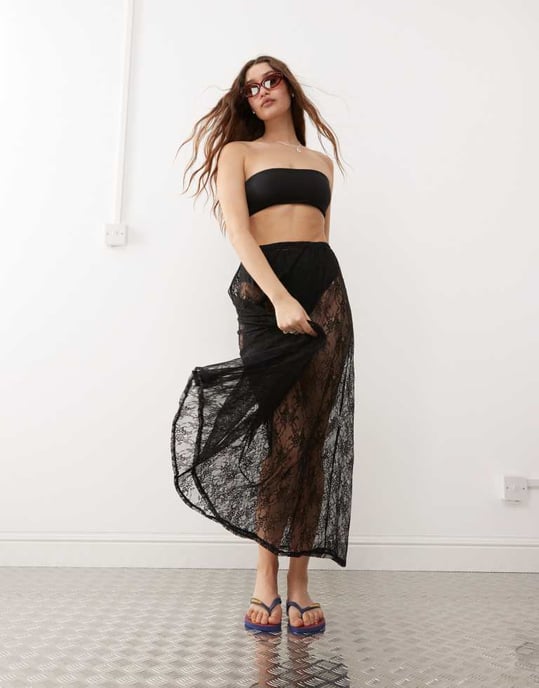 Monki mix and match bandaeu bikini top in black - Image 3