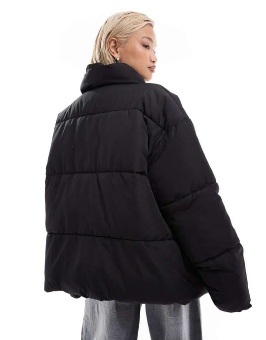 COLLUSION Unisex Puffer Jacket in Black - Image 4
