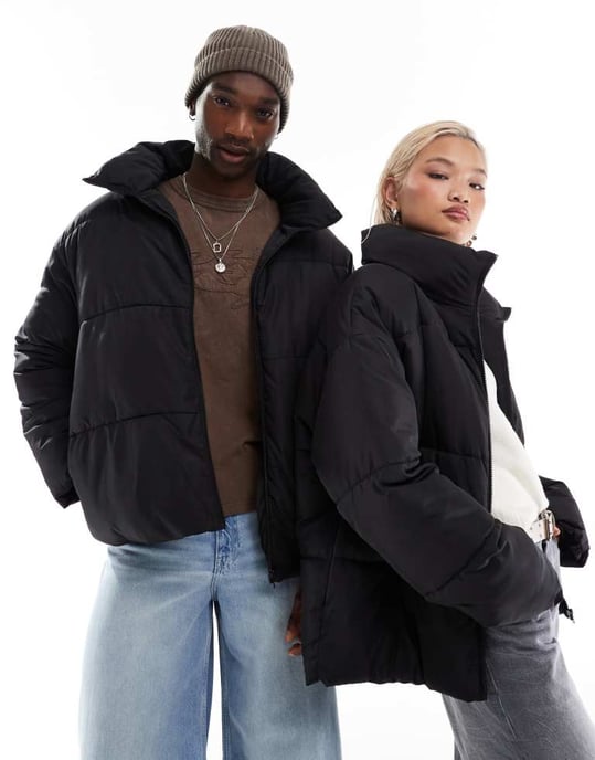 COLLUSION Unisex Pufferjacka i Svart - Image 3