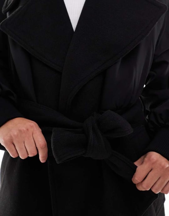 ASOS DESIGN spliced formal bomber coat in black - Image 3