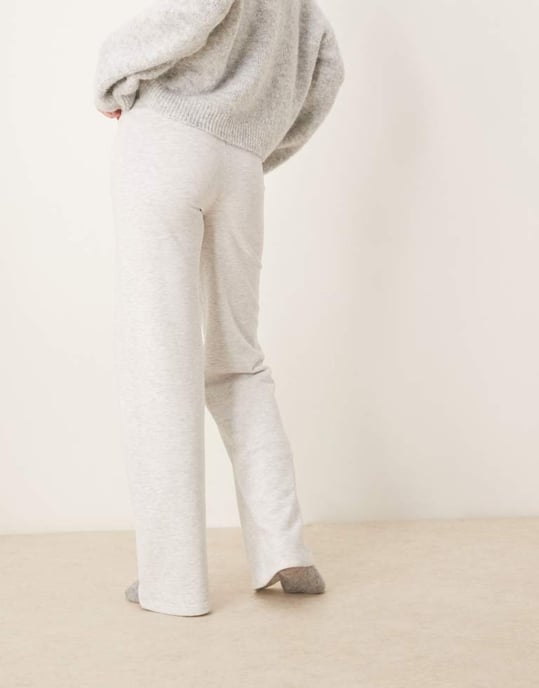 Gina Tricot slim låg midja sweatpant joggers i ljusgrå melange - Image 2