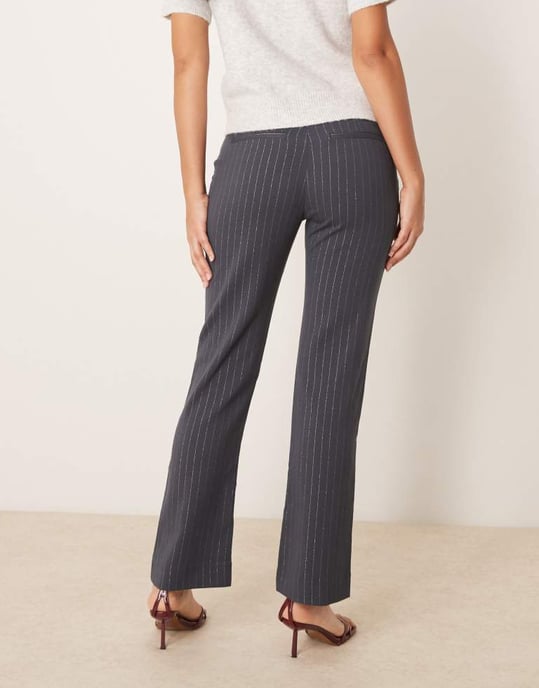 Abercrombie & Fitch tailored pinstripe trousers in grey - Image 2