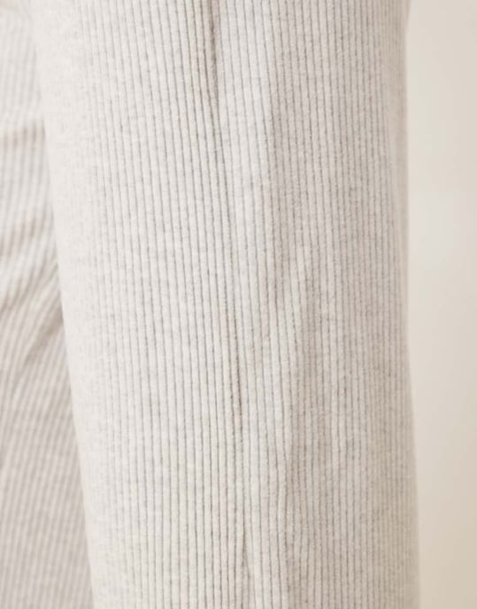 Abercrombie & Fitch lounge cozy wide leg rib jogger bottom in heather grey - Image 3