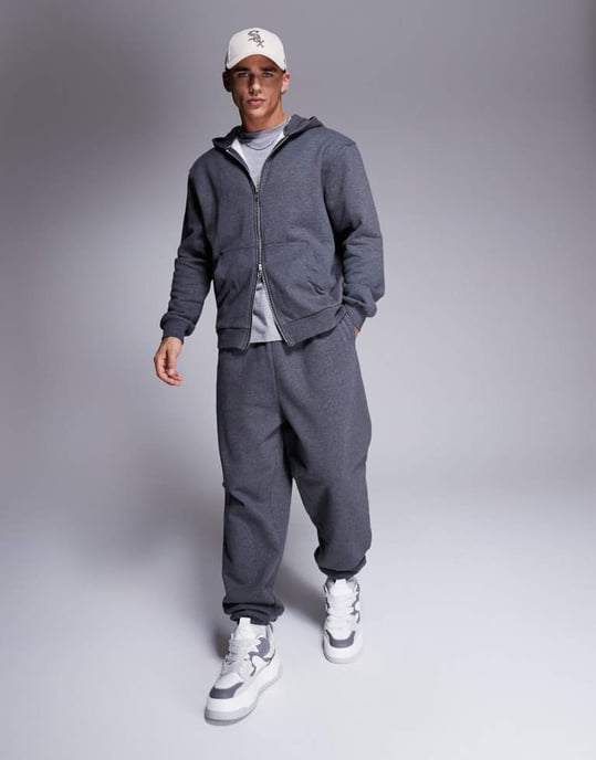 ASOS DESIGN premium tungvikts oversized joggers 400gsm i kolgrå melange - KOLGRÅ - Image 3