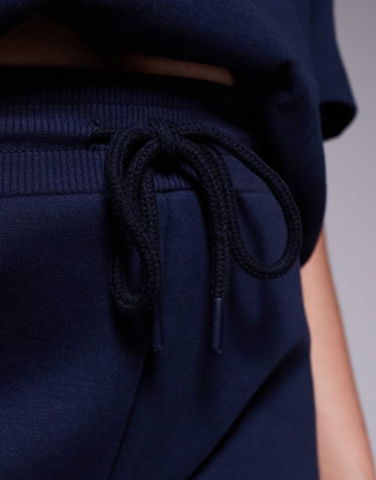 ASOS DESIGN Curve koordinerad interlocked flare jogger i marinblått - Image 4