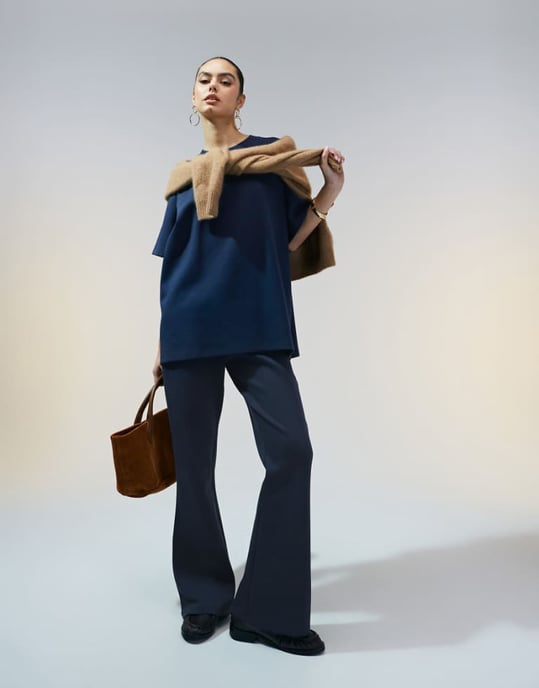 ASOS DESIGN samordnad interlock vid byxa i marinblå - Image 1