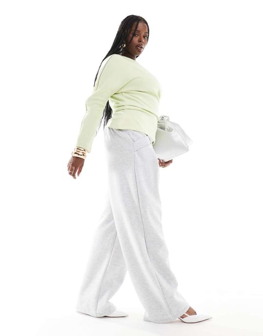 ASOS DESIGN Curve skräddarsydd crossover vid ben jogger i grå - Image 3