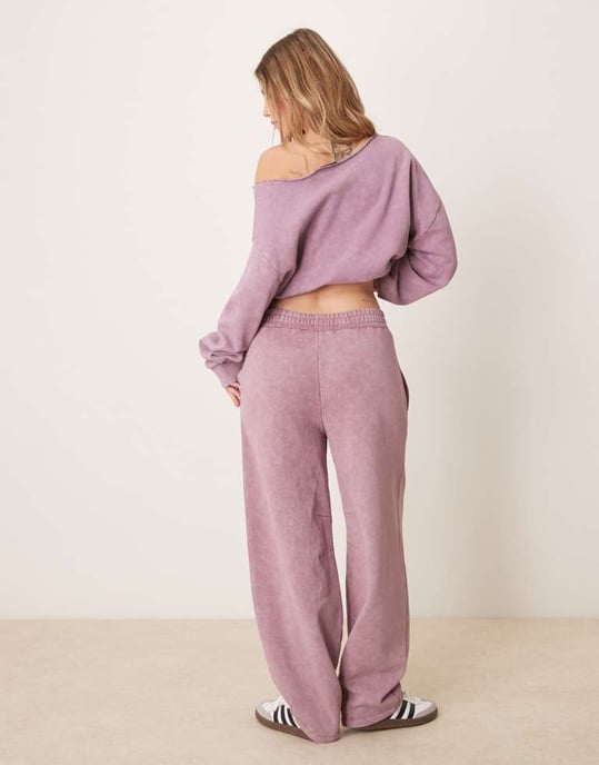 ASOS DESIGN joggers med tunn beläggning i tvättad lila - Image 3