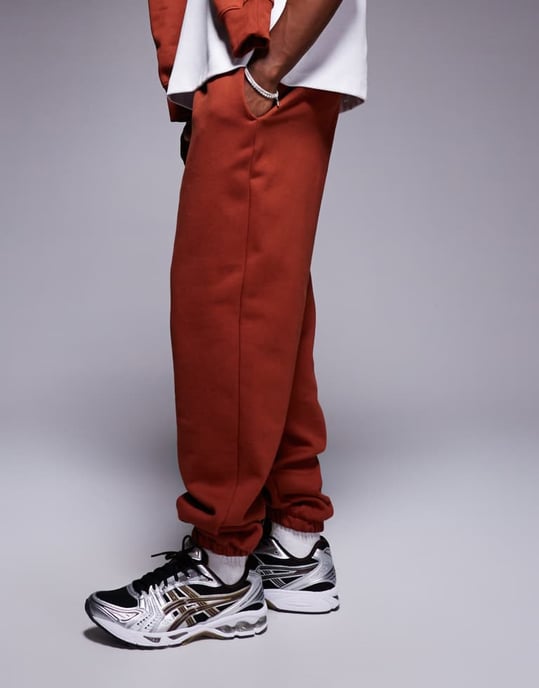 ASOS DESIGN premium tungvikts oversized joggers 400gsm i bränd röd - Image 2