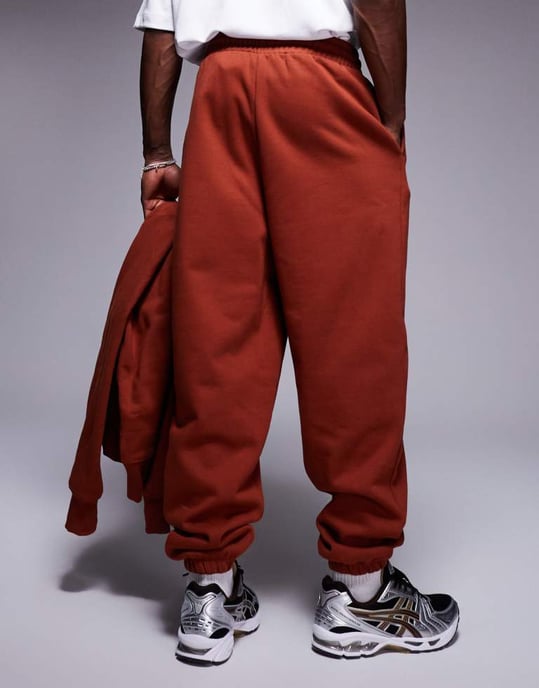 ASOS DESIGN premium tungvikts oversized joggers 400gsm i bränd röd - Image 3