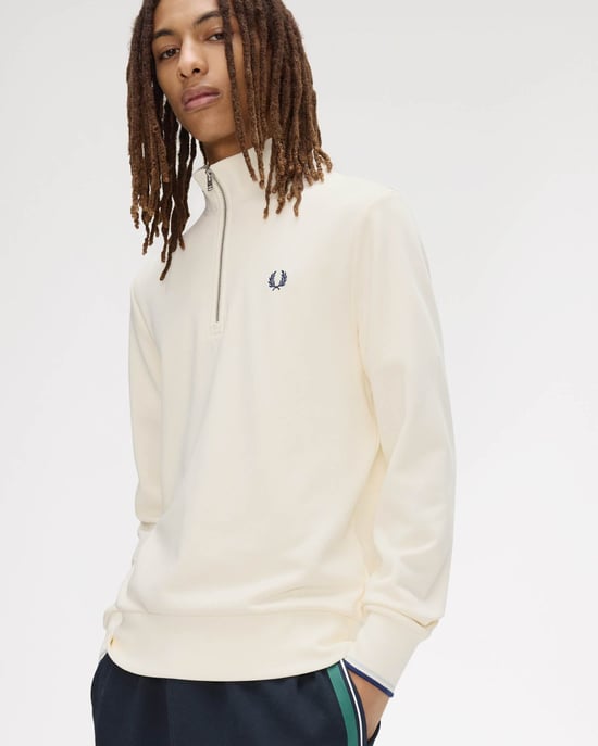 Half Zip Sweatshirt in Ivory - Image 4