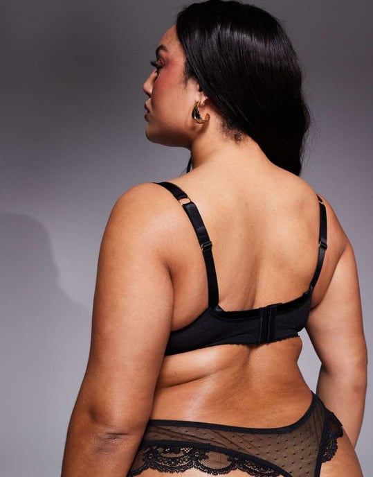 ASOS DESIGN Curve Lola spets push-up bh i svart - Image 3
