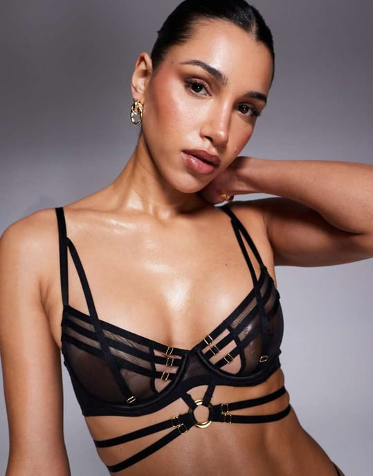 Ann Summers Ovadderad balkongbehå i svart - Image 4
