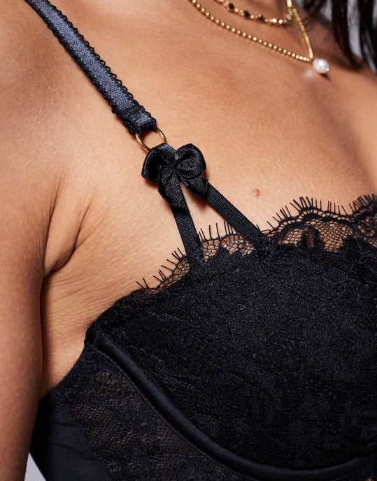 Boux Avenue Floretta lace balconette bra in black - Image 4