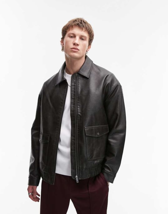 Topman imitationslädersjacka A2 i svart - Image 1