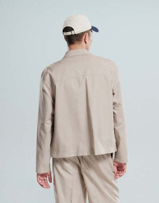 ASOS DESIGN smart co-ord harrington-jacka i beige mikrotextur - Image 2