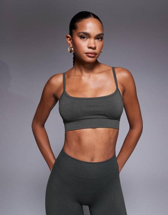 Tala Sculpt seamless bandeau sports bra in dark olive - Image 1