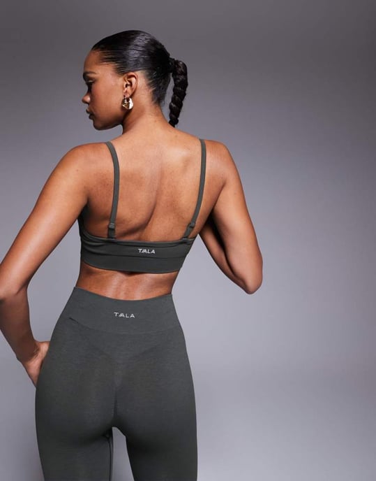 Tala Sculpt seamless bandeau sports bra in dark olive - Image 4