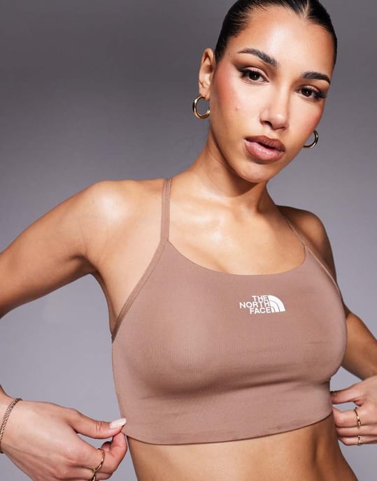 The North Face Flex logo low support bra in brown - Image 3