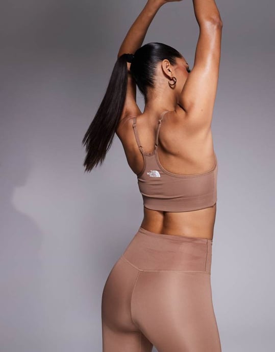 The North Face Flex logo low support bra in brown - Image 4